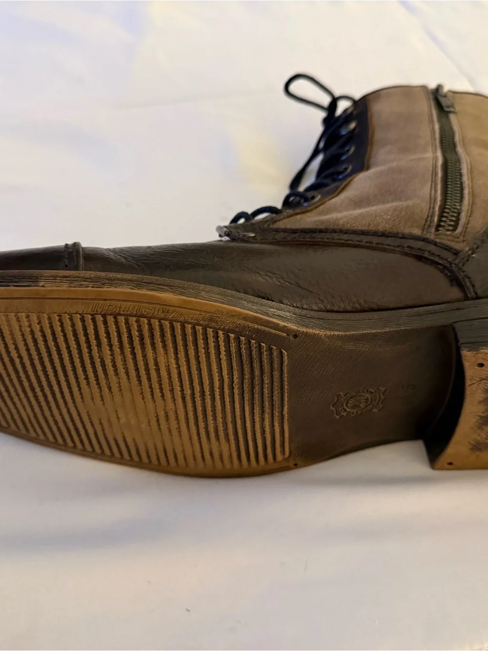 Men's Ashton Grey 2 toned Brown Leather and Lace-Up Boots-Size 12